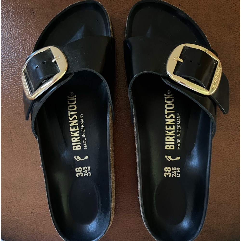 Birkenstock Madrid Big Buckle black patent barely worn shoes